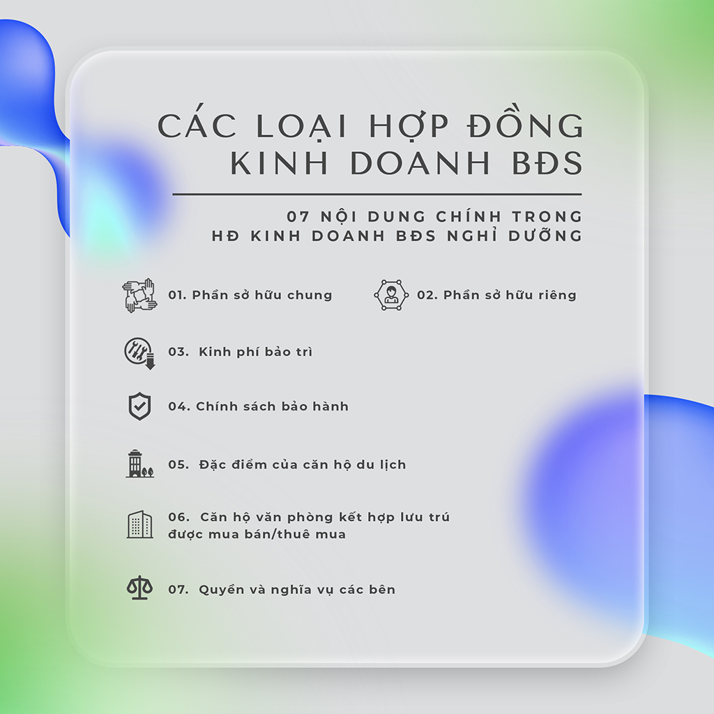 nội dung chính trong hợp đồng kinh doanh bất động sản nghỉ dưỡng